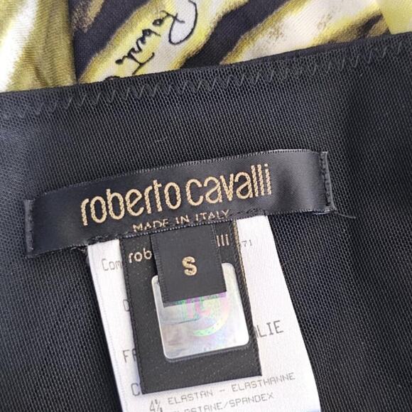 Roberto Cavalli Vintage Knee Length Skirt Signed Print Green Black Size S - Picture 10 of 14